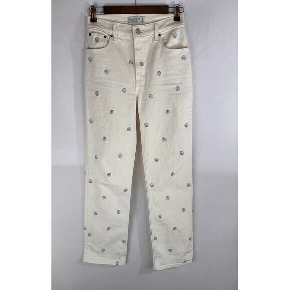 Abercrombie & Fitch Jeans Size 26/0 The 90s Straight Ultra High Rise Seashell - Picture 1 of 6